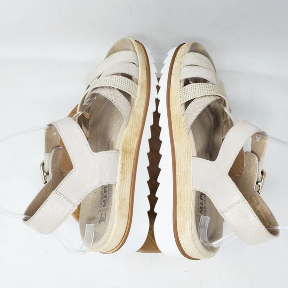Mephisto Doria Sandals Womens 39 Sand Metallic Leather Platform Comfort Shoes - Picture 9 of 11